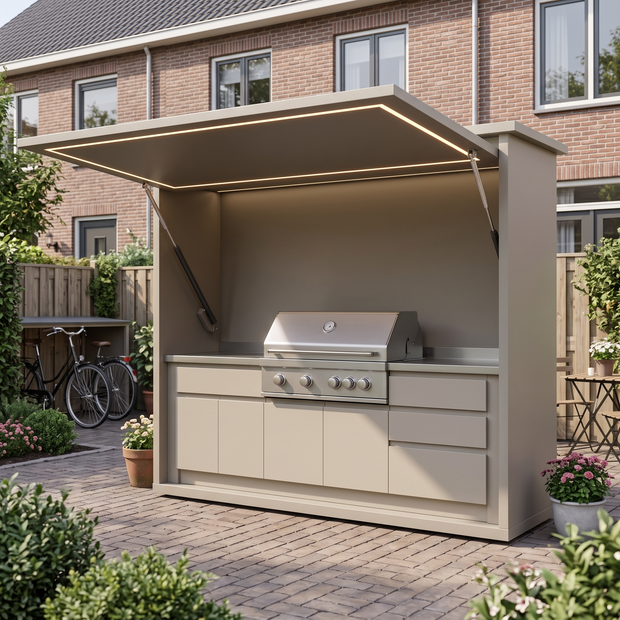 2.2m 304 Stainless Steel Metallic texture pod for Outdoor – Beige Cabinet Doors