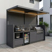 Made-to-Order Stainless Steel Outdoor Kitchen & BBQ Pod with Shed – Covered Canopy, BBQ & Refrigerator for Garden