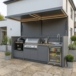 Bespoke Premium Stainless Steel Outdoor Kitchen Pod with Shed and BBQ – Canopy Roof, BBQ Station & Sink for Patio