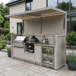Tailor-Made Stainless Steel Outdoor Kitchen & BBQ Shed – Open Design With Canopy, Gas BBQ With Sink for Patio