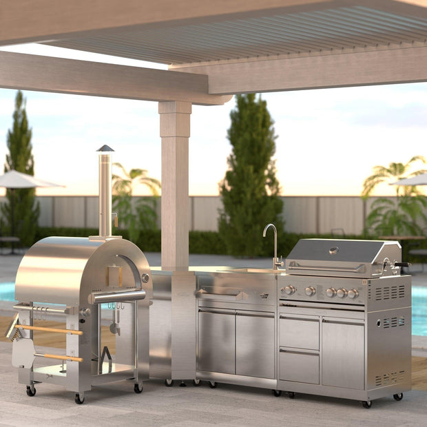 New Product Modular SS304 Stainless Steel Outdoor Kitchen Set Recycle With Sink Faucet