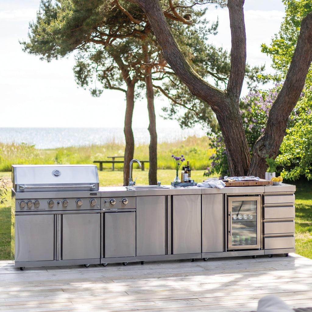 High End Modular Stainless Steel Outdoor Garden Kitchen Shock Resistance With MINI Glass Fridge