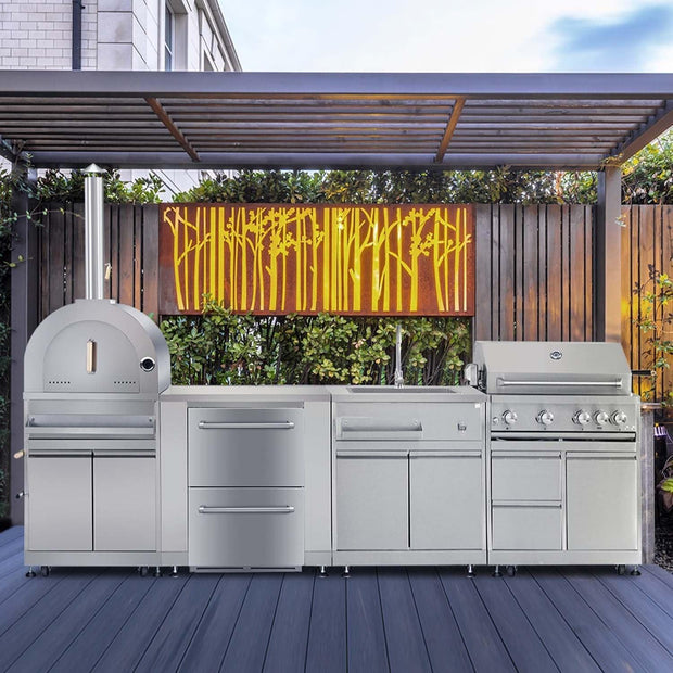 High End Modular Stainless Steel Outdoor Garden Kitchen Shock Resistance With MINI Glass Fridge