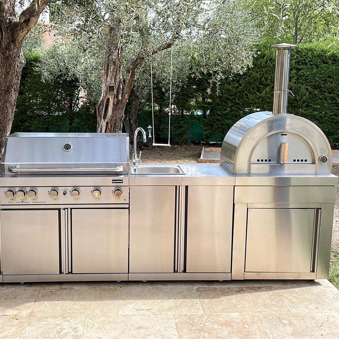 European Style Modular 304 Stainless Steel Outdoor Kitchen BBQ Island Anti Deformation