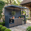 Tailor-Made Stainless Steel Outdoor BBQ Pod with Kitchen Shed – Open Design With Canopy, Fridge & Sink Station for Villa Courtyard