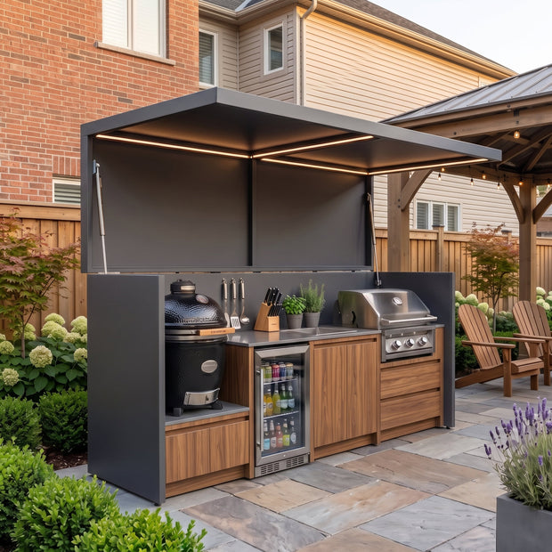 Made-to-Order Stainless Steel Outdoor Kitchen Pod –  Kamado Grill Station for Patio