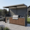 Tailor-Made Modern Stainless Steel Outdoor Kitchen & BBQ Shed – Canopy Roof, Gas BBQ Station for Backyard