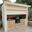 Made-to-Order Stainless Steel Outdoor Kitchen & BBQ Pod with Shed – Roller Shutter Door, Complete BBQ Station for Backyard