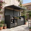 Custom Weatherproof Stainless Steel Outdoor Kitchen Pod with Shed – Canopy Roof Design, Kamado & Sink for Patio