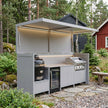 Custom Luxury Stainless Steel Outdoor Kitchen Pod Set with Shed – Covered Canopy, BBQ Grill & Sink for Backyard