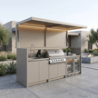 Custom Weatherproof Stainless Steel Outdoor BBQ Pod – Canopy Roof, Built-in Gas BBQ for Patio