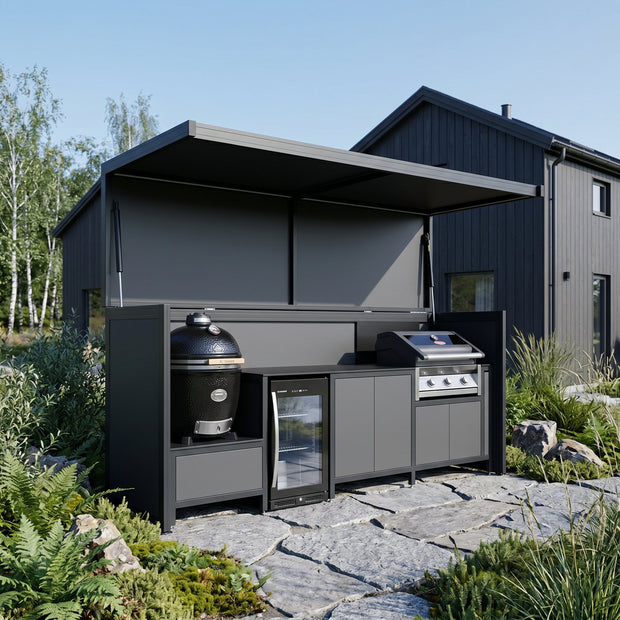 Bespoke Stainless Steel Outdoor Kitchen Shed – Canopy Roof, Sink Station for Garden