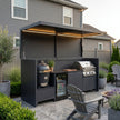 Custom Stainless Steel Outdoor Kitchen Pod Set with Shed – Open Design With Canopy, Kamado Grill Station for Garden