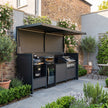 Tailor-Made Stainless Steel Outdoor BBQ Kitchen Pod with Shed – Covered Canopy, Kamado Grill Station for Garden