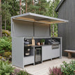 Custom Rustproof Stainless Steel Outdoor Kitchen Pod Set with Shed – Covered Canopy, BBQ Grill & Sink for Poolside