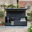 Bespoke Weatherproof Stainless Steel Outdoor Kitchen Shed – Covered Canopy, Fridge & Sink for Poolside