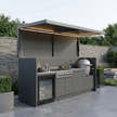 Made-to-Order Modern Stainless Steel Outdoor Kitchen Pod – Canopy Roof Design, Fridge & Sink Station for Garden