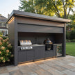 Custom Stainless Steel Outdoor Kitchen Pod with Shed – Roller Shutter Door, Fridge & Sink Station for Villa Courtyard