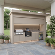 Custom Stainless Steel Outdoor Kitchen Pod with Shed – Roller Shutter Door, Kamado & Sink for Villa Courtyard