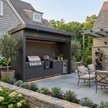 Custom Stainless Steel Outdoor Kitchen Pod with Shed – Electric Roller Shutter Door, BBQ Grill & Sink for Backyard