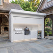 Tailor-Made Stainless Steel Outdoor Kitchen Pod with Shed – Roller Shutter Door, Gas BBQ With Sink for Patio