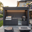 Bespoke Premium Stainless Steel Outdoor BBQ Kitchen Shed – Roller Shutter Door, BBQ & Refrigerator for Backyard