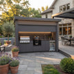 Made-to-Order Stainless Steel Outdoor Kitchen Pod – Roller Shutter Door, Gas BBQ & Kamado Grill for Poolside