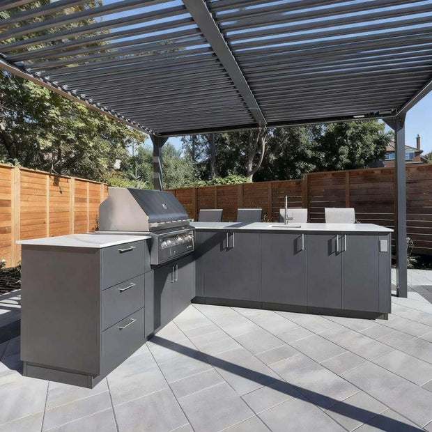 New Product Custom SS304 Stainless Steel Outdoor Kitchen Set Recycle With Sink Faucet