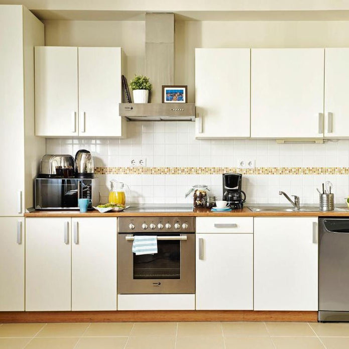 Custom Size One Line Shape Stainless Steel Kitchen Cabinet - Moisture Resistant, Cool Colors