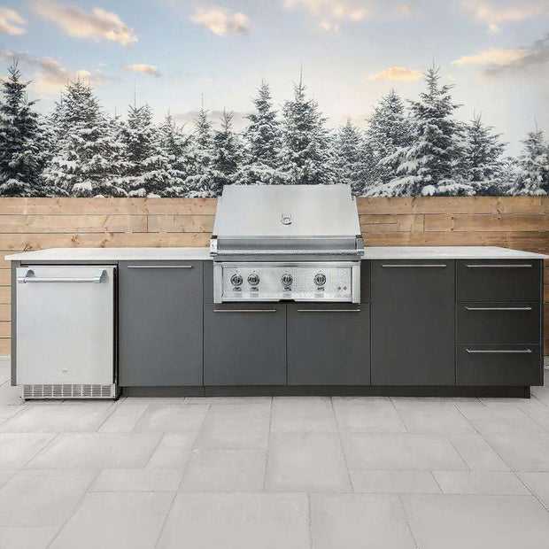 High End Custom Stainless Steel Outdoor Garden Kitchen Shock Resistance With MINI Glass Fridge