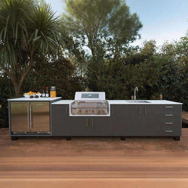 High End Custom Stainless Steel Outdoor Garden Kitchen Shock Resistance With MINI Glass Fridge