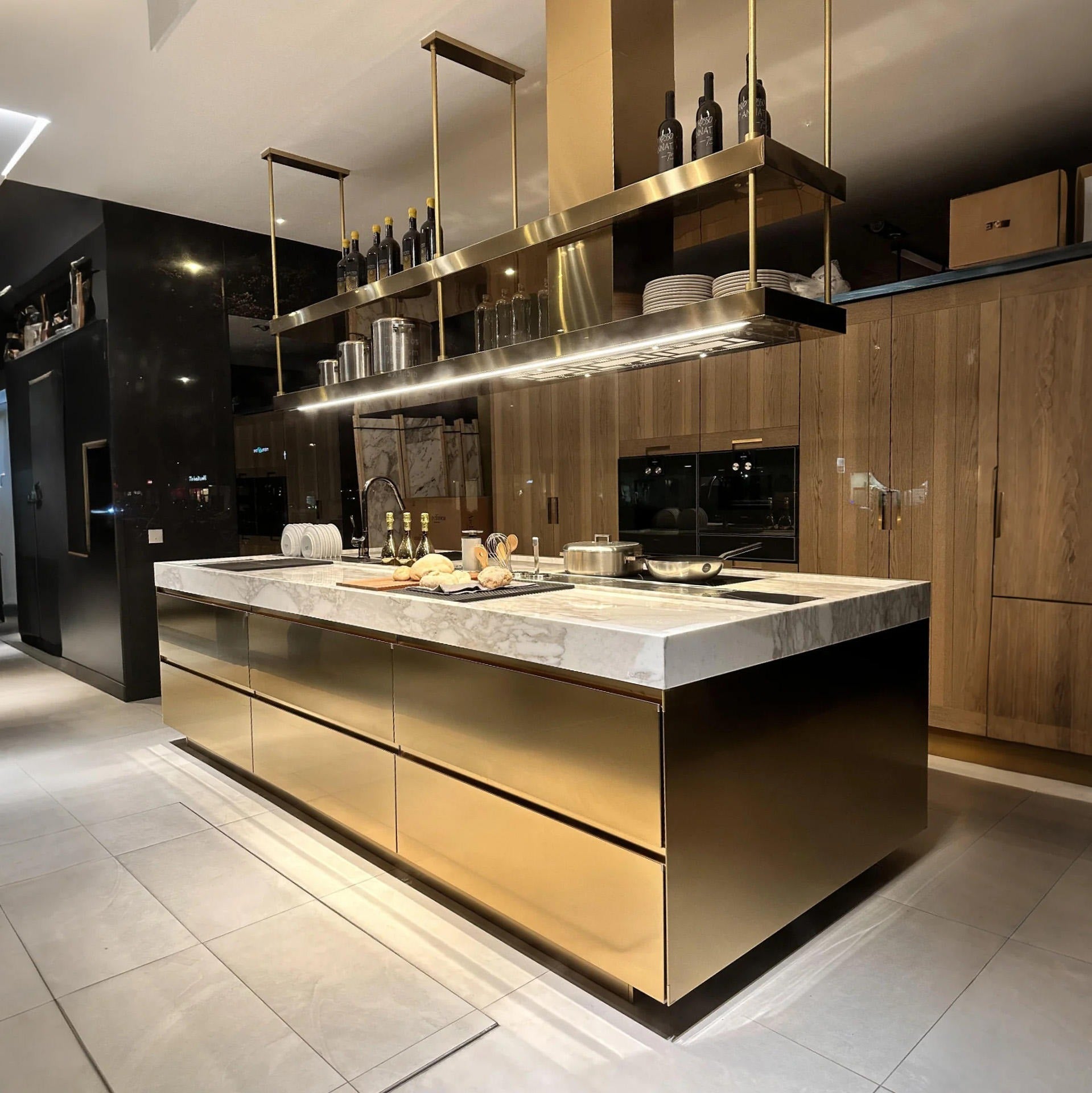 Modern Customizable Island Stainless Steel Kitchen Cabinet - Corrosion Preventive, Apartment