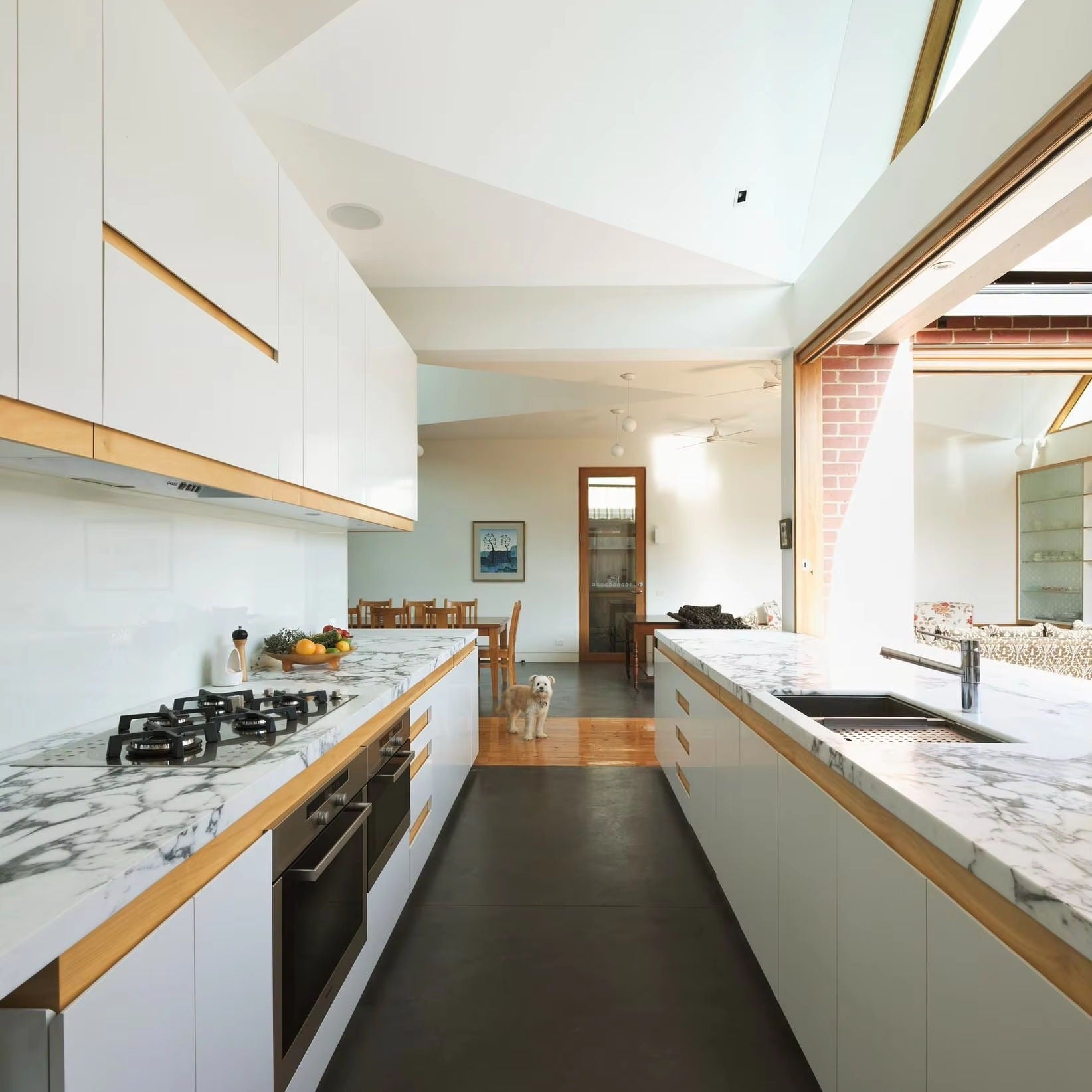 Customized Parallel Layout Stainless Steel Kitchen Cabinet - Moisture Resistant, Metallic Texture