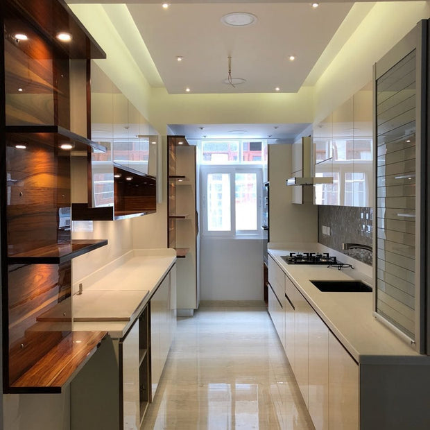 European Style Parallel Layout Stainless Steel Kitchen Cabinet - Antirust, Modern Design