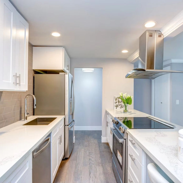 New Product Parallel Layout Stainless Steel Kitchen Cabinet - Moisture Proof, Villa