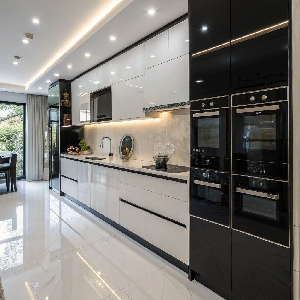 Luxury One Line Shape 304 Kitchen Cabinet - Zero Formaldehyde, Meal Preparation Area