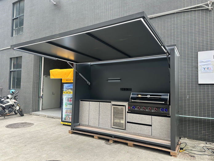 Direct Factory Price 304 Stainless Steel Outdoor Kitchen With Closable Shed