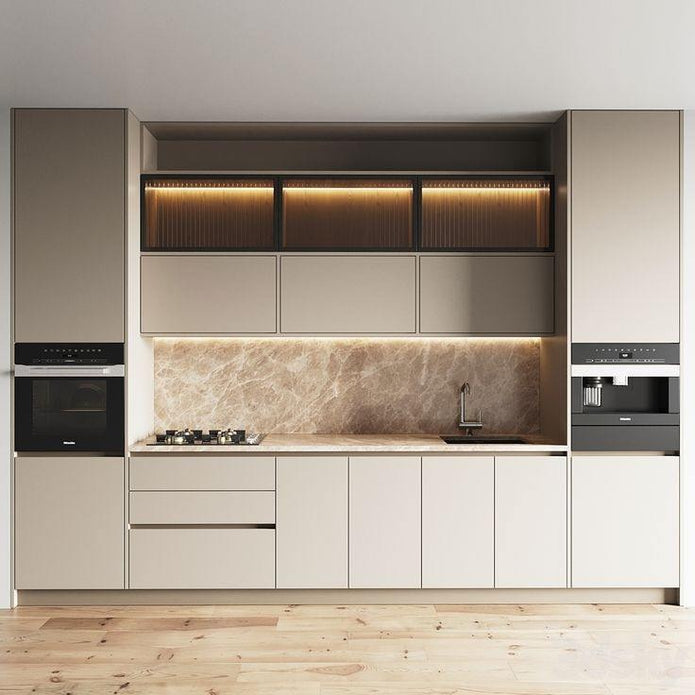 Modern Customizable One Line Shape Stainless Steel Kitchen Cabinet - Mildew Proof, Home Use