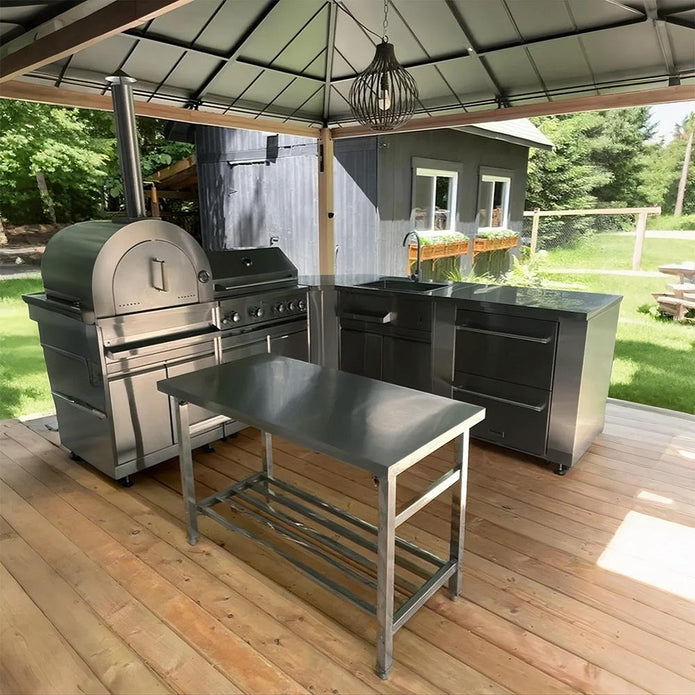 Easy To Clean Modular SS304 Stainless Steel Outdoor Kitchen Fireproof With Bbq Grill