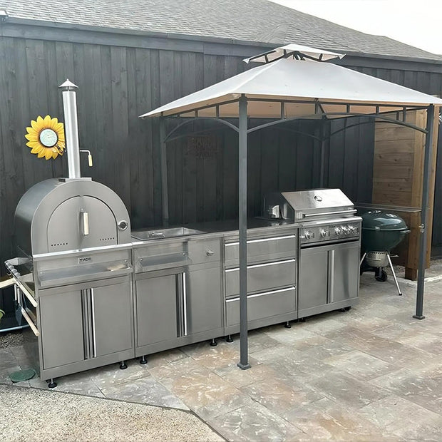 Easy To Clean Modular SS304 Stainless Steel Outdoor Kitchen Fireproof With Bbq Grill