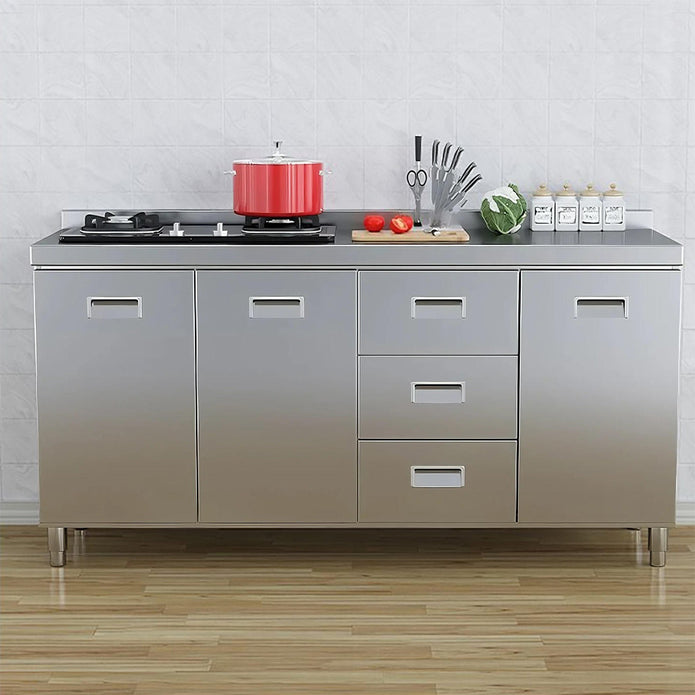 Private One Line Shape 304 Stainless Steel Kitchen Cabinet - Waterproof, Apartment Fit