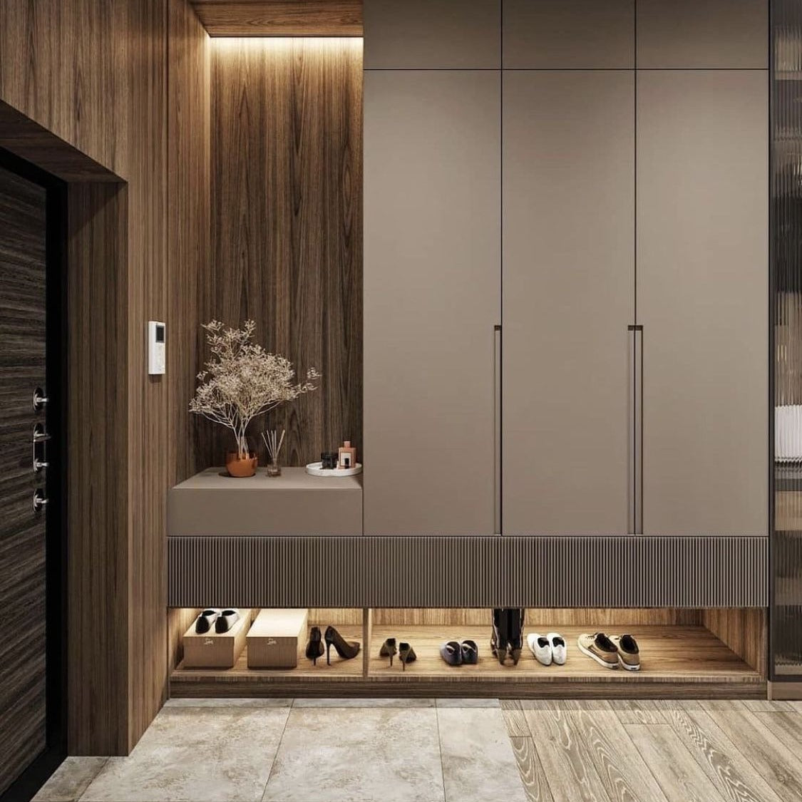 304 Stainless Steel Entryway Cabinet With Anti-fingerprint Coat Hooks For Foyer