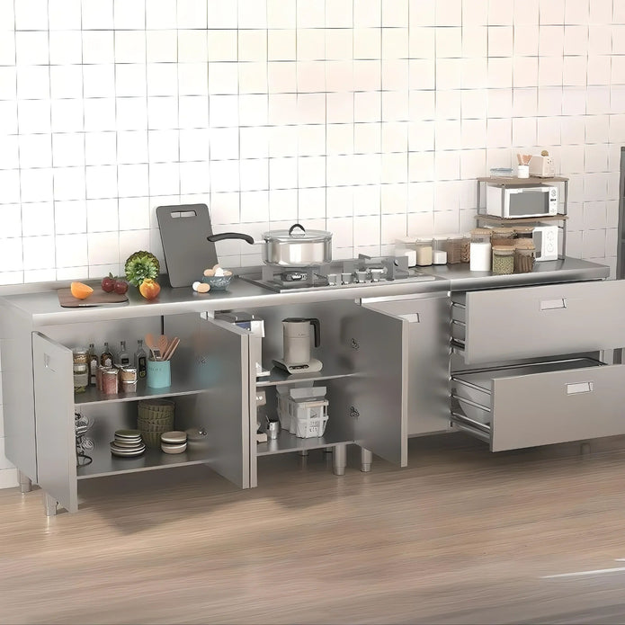 High Quality One Line Shape 304 Kitchen Cabinet - Shock Resistance, Villa Use
