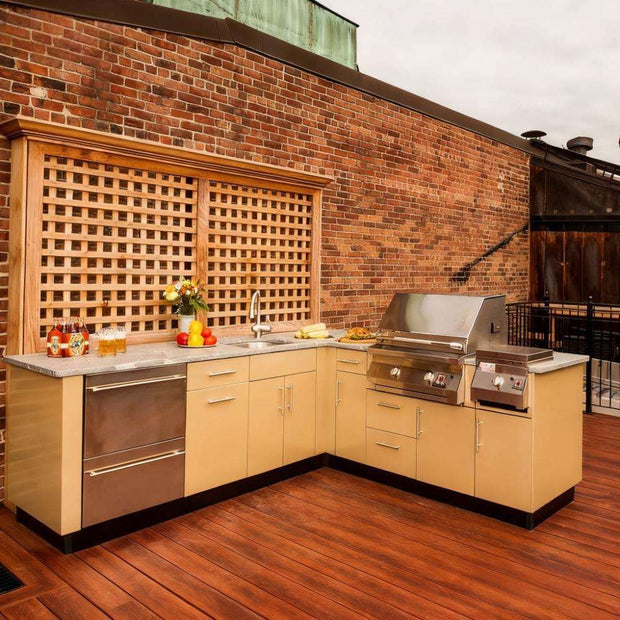 Easy To Clean Custom SS304 Stainless Steel Outdoor Kitchen Fireproof With Bbq Grill