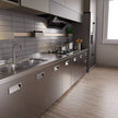 Customized One Line Shape 304 Stainless Steel Kitchen Cabinet - Corrosion Preventive, Cool to Touch