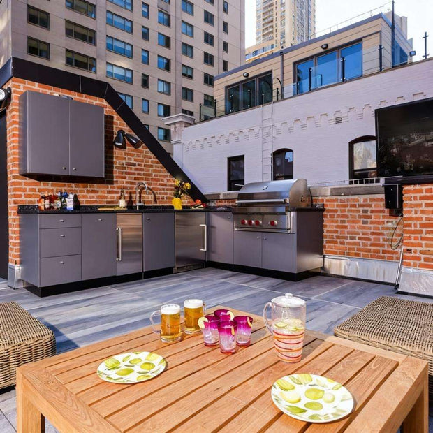 Easy To Clean Custom SS304 Stainless Steel Outdoor Kitchen Fireproof With Bbq Grill