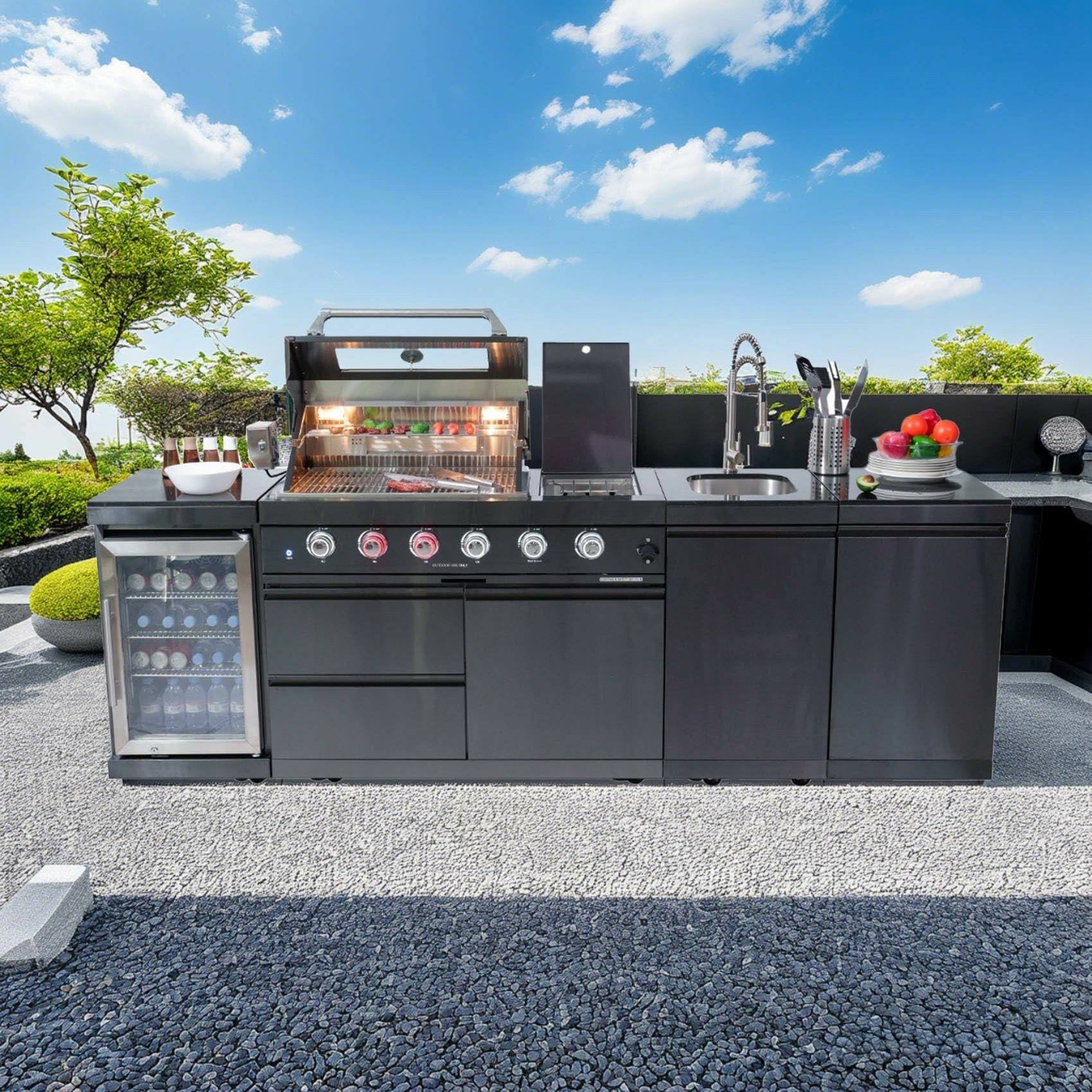 Factory Modular SS304 Stainless Steel Outdoor Kitchen Antirust With Gas Grill For Garden