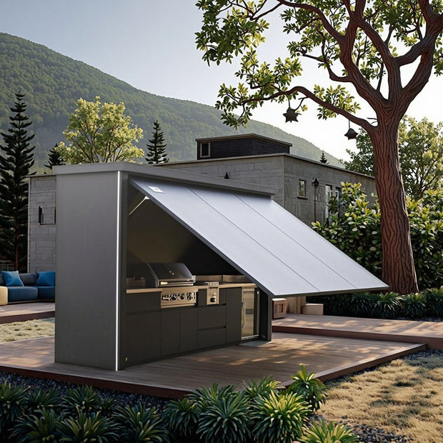 Easy Assembly Process Stainless Steel Outdoor Kitchen With Shed