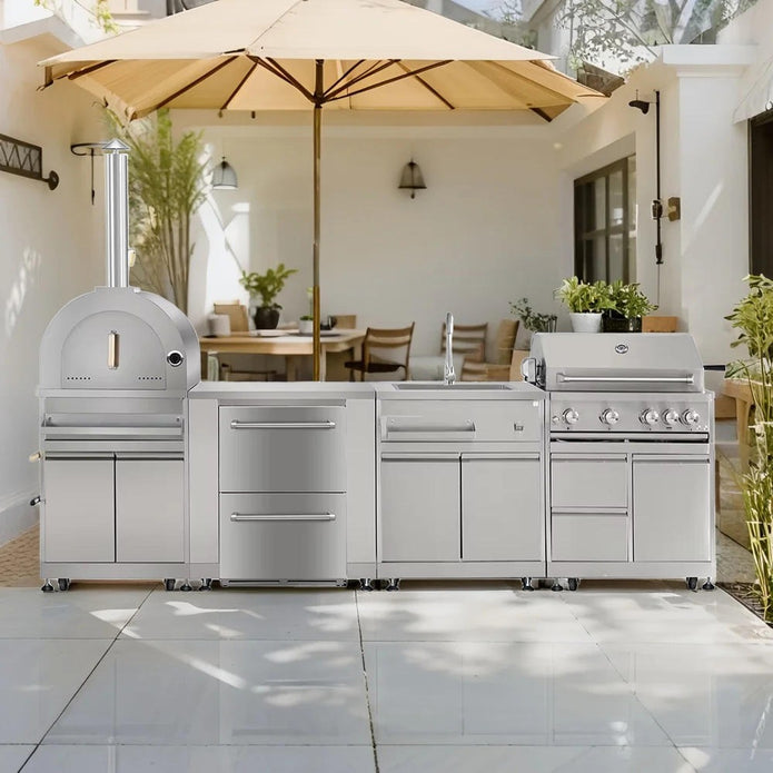 Modular Made To Order 304 Stainless Steel Outdoor Garden Kitchen Modern Design For Villa