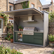 2.2m Stainless Steel Cool colors shed for Patio – Dark Green Cabinet Doors